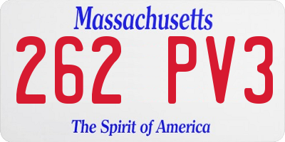 MA license plate 262PV3