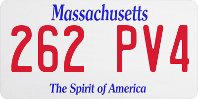 MA license plate 262PV4