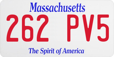 MA license plate 262PV5