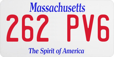 MA license plate 262PV6