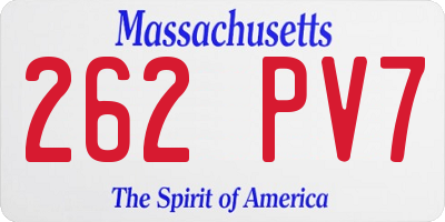 MA license plate 262PV7