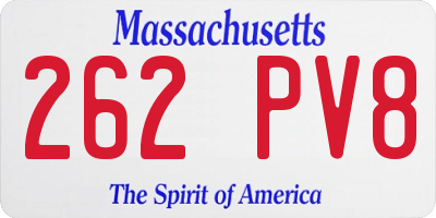 MA license plate 262PV8