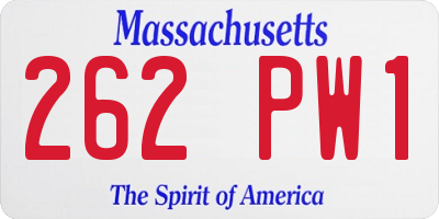MA license plate 262PW1