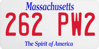 MA license plate 262PW2