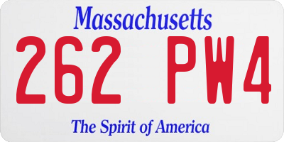 MA license plate 262PW4