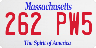 MA license plate 262PW5