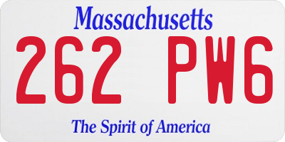 MA license plate 262PW6