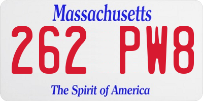 MA license plate 262PW8