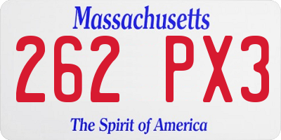 MA license plate 262PX3