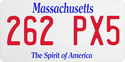 MA license plate 262PX5