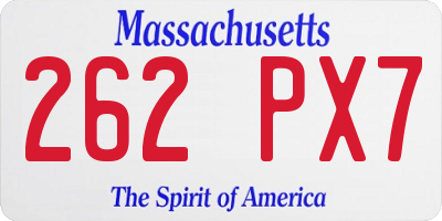 MA license plate 262PX7