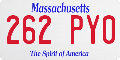 MA license plate 262PY0