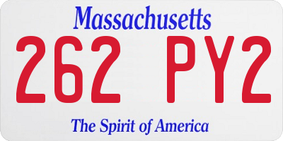 MA license plate 262PY2
