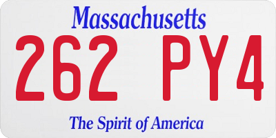 MA license plate 262PY4