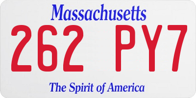 MA license plate 262PY7