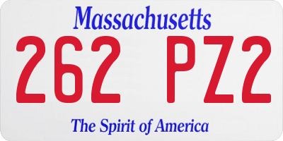 MA license plate 262PZ2