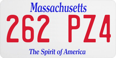 MA license plate 262PZ4