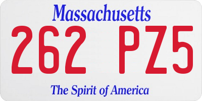 MA license plate 262PZ5