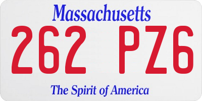 MA license plate 262PZ6