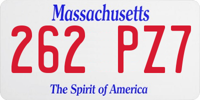 MA license plate 262PZ7