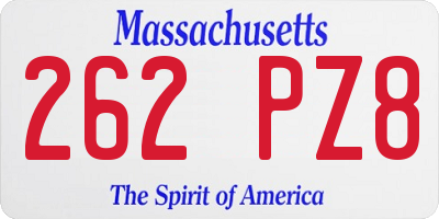 MA license plate 262PZ8