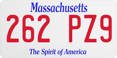 MA license plate 262PZ9