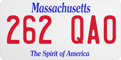 MA license plate 262QA0