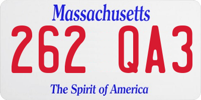 MA license plate 262QA3