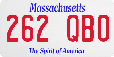 MA license plate 262QB0