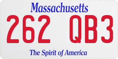 MA license plate 262QB3