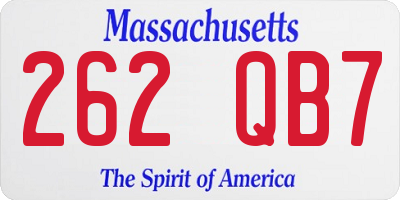 MA license plate 262QB7