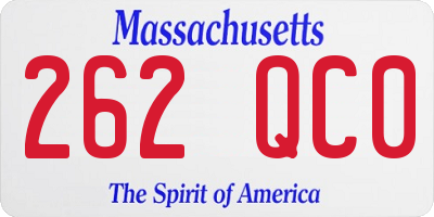 MA license plate 262QC0
