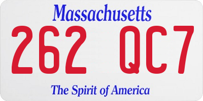 MA license plate 262QC7