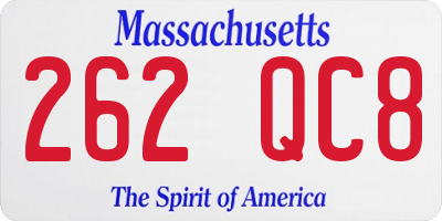 MA license plate 262QC8