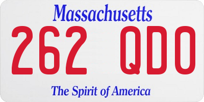 MA license plate 262QD0