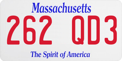 MA license plate 262QD3