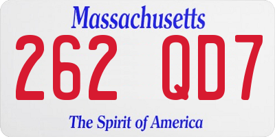 MA license plate 262QD7