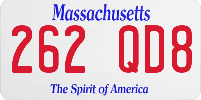 MA license plate 262QD8