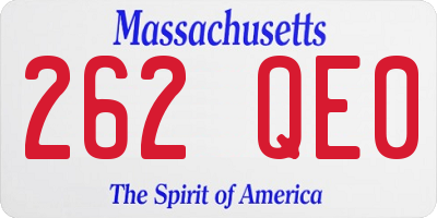 MA license plate 262QE0