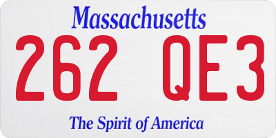 MA license plate 262QE3