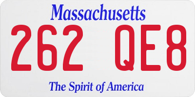 MA license plate 262QE8