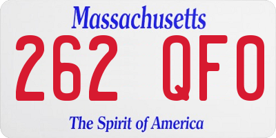 MA license plate 262QF0