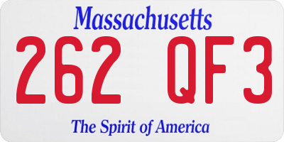 MA license plate 262QF3