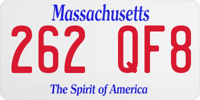 MA license plate 262QF8