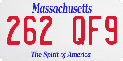 MA license plate 262QF9