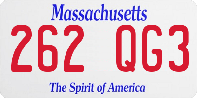 MA license plate 262QG3