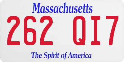 MA license plate 262QI7