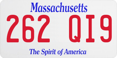 MA license plate 262QI9