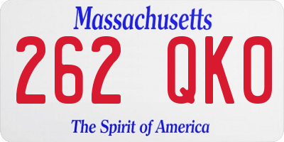 MA license plate 262QK0
