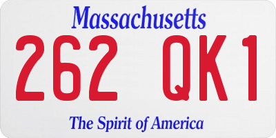 MA license plate 262QK1